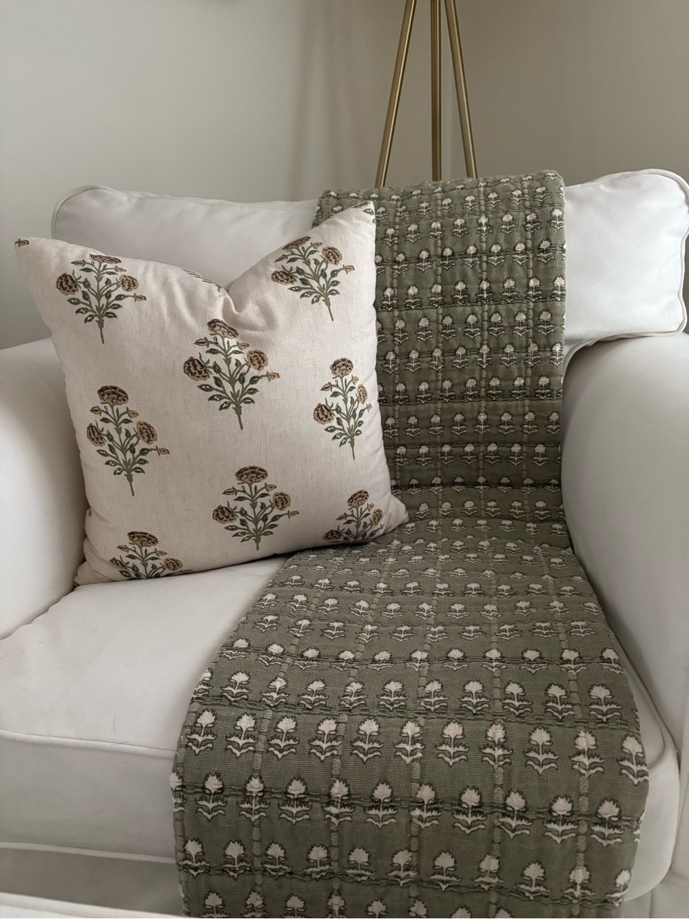 RARE Threshold block print pillow and coordinating throw
